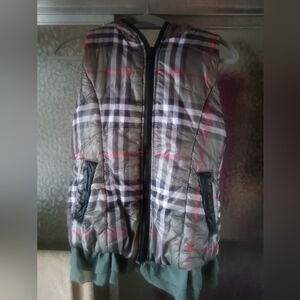 MCM Black and Gray Plaid Puffer Vest